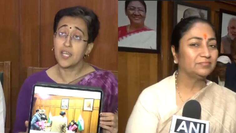 Delhi CM Refusal To AAP Alleges Removal Of Ambedkar, Bhagat Singh Photos அம்பேத்கர்-பகத்சிங் படங்களை பாஜக அகற்றியுள்ளது: சட்டசபையை முடக்கிய ஆம் ஆத்மி..பாஜக சொன்னது என்ன?