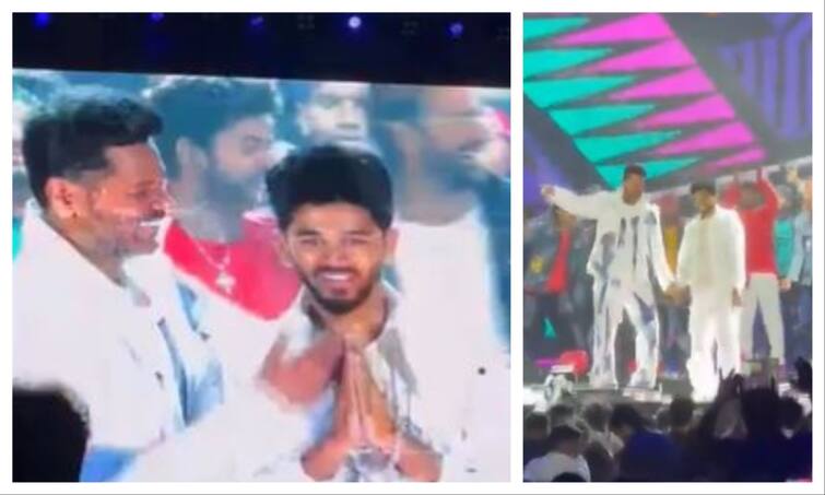 Actor Prabhu Deva dance performance video goes viral Prabhu Deva: மகனோட நடிப்புக்கு நடத்தில் அஸ்திவாரம் போடவைத்த பிரபு தேவா; அப்படியே அப்பா ஜெராக்ஸாக மாறிய ரிஷி ராகவேந்திரா!