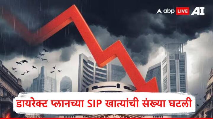 SIP Investment : शेअर बाजारात गेल्या सहा महिन्यांपासून सुरु असलेल्या घसरणीचा परिणाम एसआयपीच्या खात्यांवर देखील पाहायला मिळत आहे. डायरेक्ट प्लॅनमधील खात्यांची संख्या घटलीय.