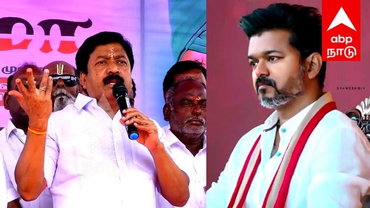 CV Shanmugam indirectly attacks Vijay in tindivanam admk meeting tnn புதுசு புதுசா... யார் யாரோ வருவார்கள்; விஜயை மறைமுகமாக தாக்கிய சி.வி. சண்முகம்