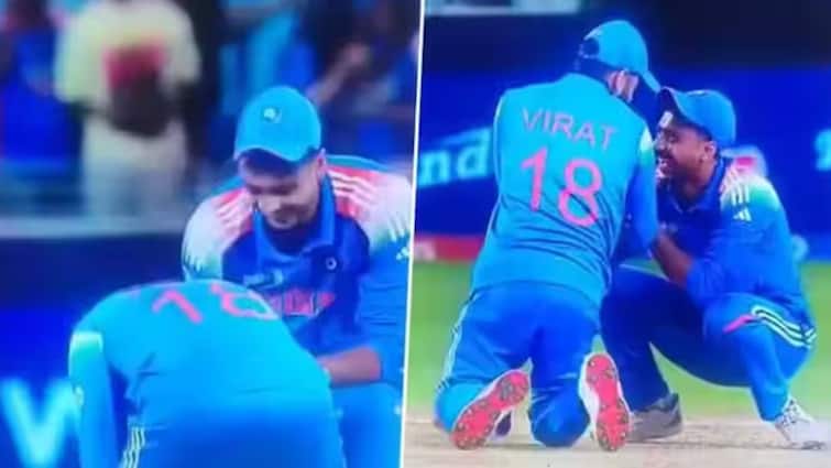 Watch: વિલિયમ્સનને આઉટ કર્યા બાદ વિરાટ કોહલી અક્ષર પટેલને લાગ્યો પગે, જુઓ વાયરલ વીડિયો Virat Kohli Touches Axar Patels Feet After Spinner Gets Kane Williamsons Wicket Watch: વિલિયમ્સનને આઉટ કર્યા બાદ વિરાટ કોહલી અક્ષર પટેલને લાગ્યો પગે, જુઓ વાયરલ વીડિયો