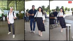 56 साल की उम्र में ब्लैक एंड व्हाइट आउटफिट में खूब जंची भाग्यश्री, एयरपोर्ट पर हुईं स्पॉट, फैमिली के साथ निकलीं घूमने