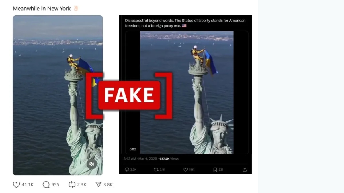 Fact Check: Ukrainian Flag On Statue Of Liberty? No, Viral Video Is AI-Generated