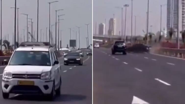 On Cam: Speeding BMW Loses Control On Mumbai’s Coastal Road, Crashes Into Side Rail. Driver Boo