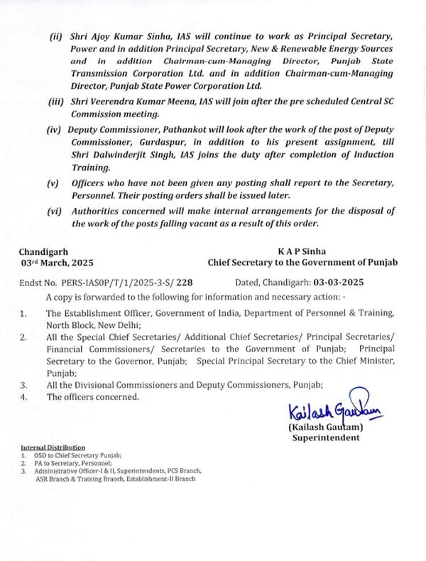 Punjab News: ਵੱਡਾ ਪ੍ਰਸ਼ਾਸਨਿਕ ਫੇਰਬਦਲ, ਪੰਜਾਬ 'ਚ 43 ਅਫਸਰਾਂ ਦੇ ਤਬਾਦਲੇ