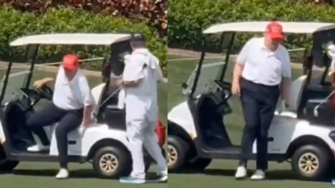डोनाल्ड ट्रंप के पैरों को क्या हुआ? वायरल वीडियो के बाद उठे सवाल, क्या US प्रेसिडेंट ठीक नहीं US President Donald Trump seemingly struggling to get out of his golf cart sparked concerns and speculations social media users डोनाल्ड ट्रंप के पैरों को क्या हुआ? वायरल वीडियो के बाद उठे सवाल, क्या US प्रेसिडेंट ठीक नहीं