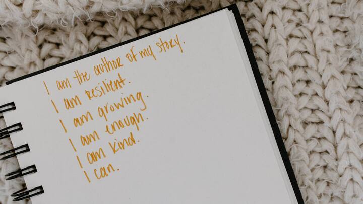 7. Practice Gratitude And Positive Affirmations: Try changing your mindset to accommodate gratitude and self-love. Start by listing items you're grateful for coupled with positive affirmations. These practices aim to improve self-esteem while lowering stress levels to have a constructive effect on someone’s health and outlook on life. (Image Source: Canva)