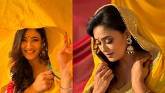 shweta tiwari : अभिनेत्री श्वेता तिवारीच्या देसी लूक; पिवळ्या साडीत दिसतेय खास!