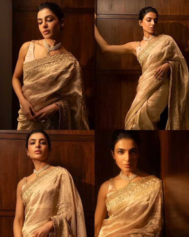 பொதுவாக விருது விழாக்களில் கலந்து கொள்ளும் போது கவர்ச்சியை அள்ளிவீசும் சமந்தா இந்த நிகழ்ச்சியில் சேலையில் வந்து வசீகரித்துள்ளார்.