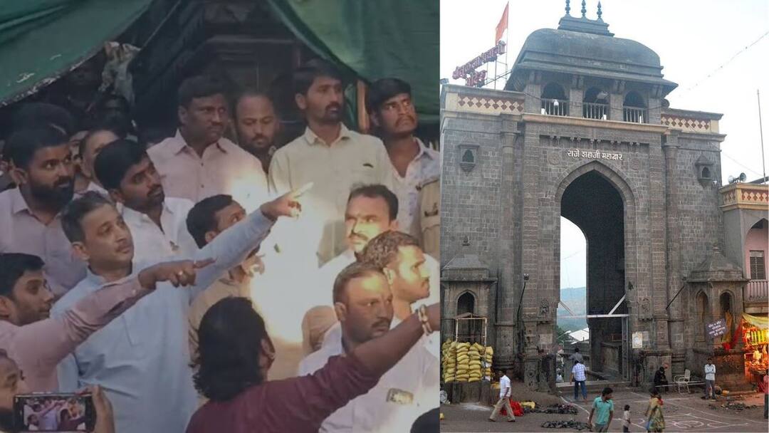 Sambhajiraje Chhatrapati objects to the ongoing conservation work at Tuljabhawani Temple in Tuljapur Dharashiv भिंतीवर केलेलं ब्लास्टिंग चुकीचं, तुळजाभवानी मंदिरातील संवर्धनाच्या कामावर संभाजीराजेंचा आक्षेप, शिखराच्या कामालाही विरोध 