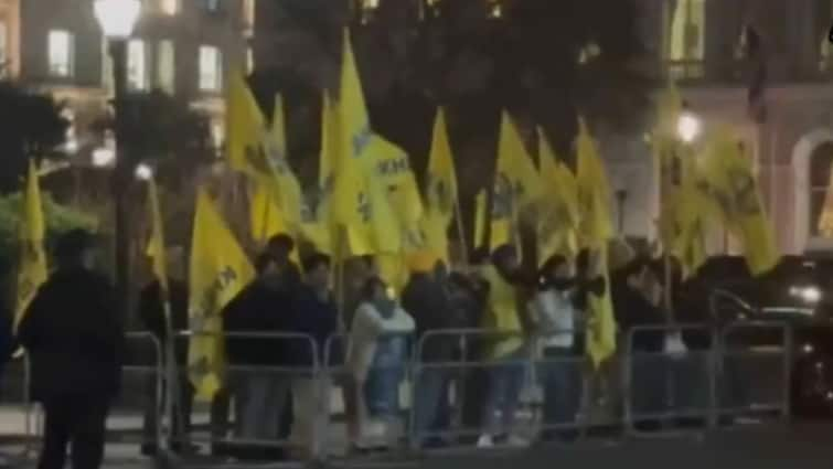 Pro-Khalistan Supporters Protest Outside Chatham House In London During Jaishankar's Visit