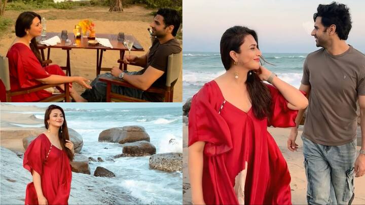 Divyanka Tripathi Beach Photos: एक्ट्रेस दिव्यांका त्रिपाठी ने  पति विवेक दहिया संग अपनी रोमांटिक डेट से कई तस्वीरें सोशल मीडिया पर शेयर की हैं. जिसमें वो बीच पर देसी लुक फ्लॉन्ट करती भी दिखी.