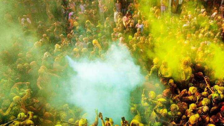 A week-long Holi celebration, Rangotsav 2025, began in Mathura on March 10 with Lathmar Holi | Photo: IANS
