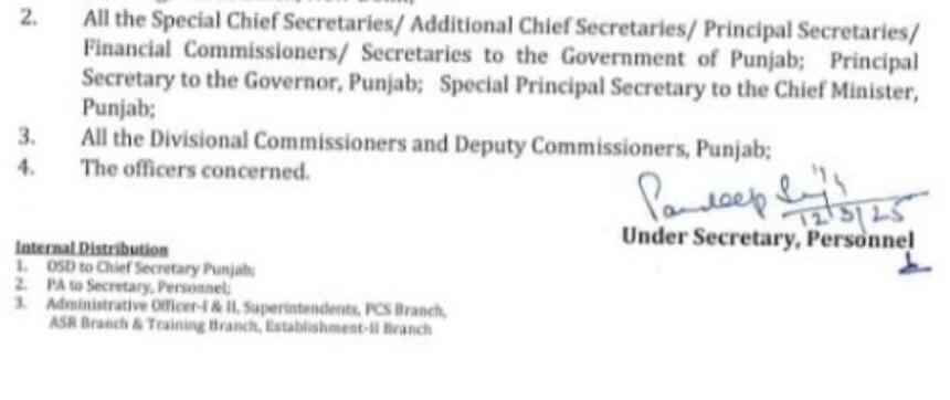 ਪੰਜਾਬ 'ਚ IAS ਅਤੇ PCS ਅਧਿਕਾਰੀ ਦੇ ਹੋਏ ਤਬਾਦਲੇ, ਜਾਣੋ ਕੌਣ-ਕੌਣ ਕਿੱਥੇ ਹੋਇਆ ਤਾਇਨਾਤ