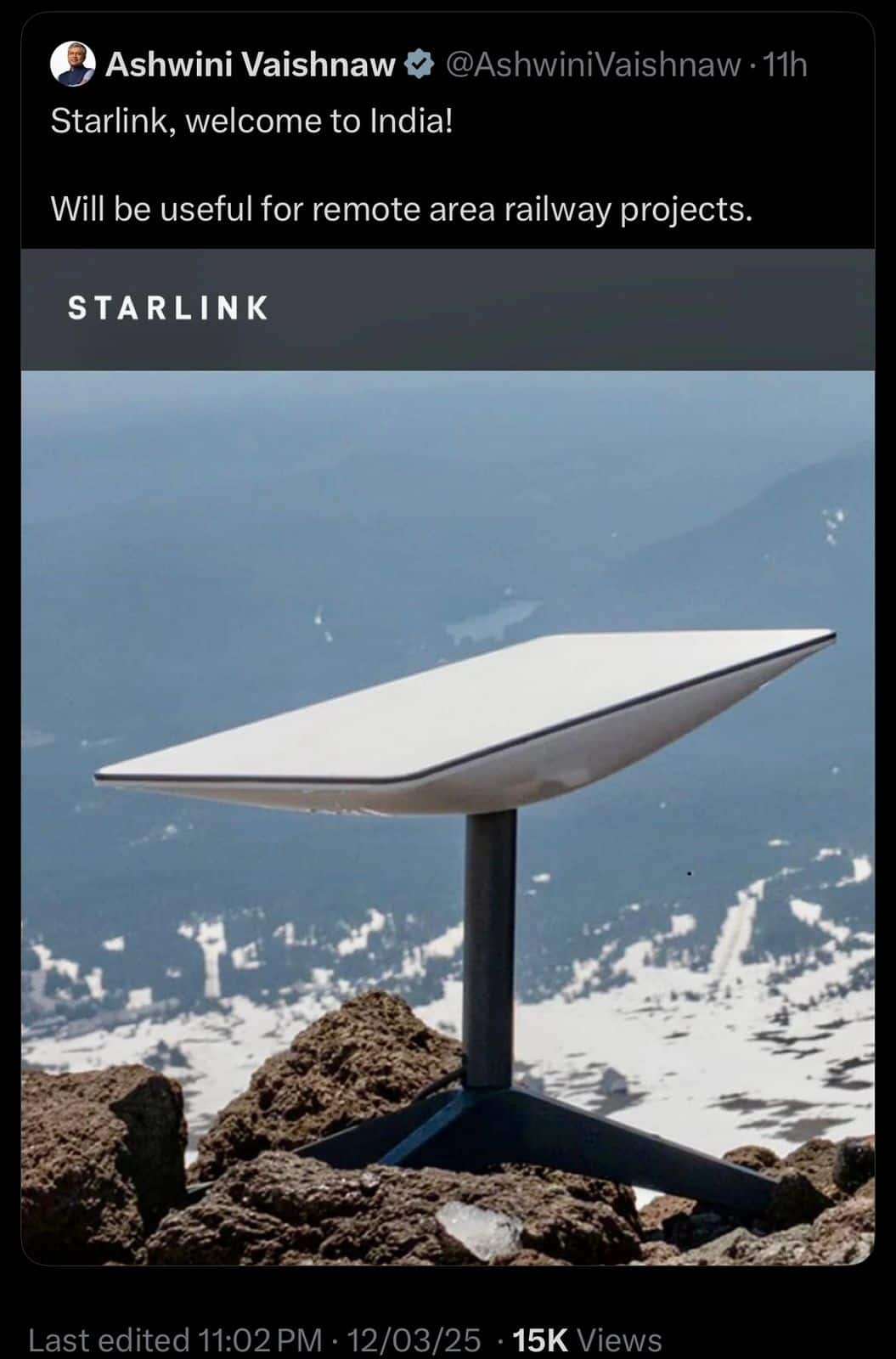 Starlink In India? IT Minister Ashwini Vaishnaw Says 'Welcome', Then Deletes Tweet