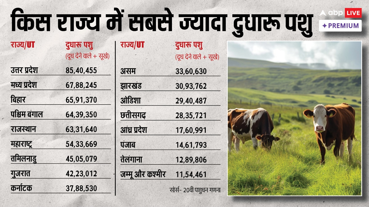 देश में दुधारू पशुओं की संख्या, राज्यवार आंकड़ा क्या है? किसानों की आय का कितना बड़ा स्रोत