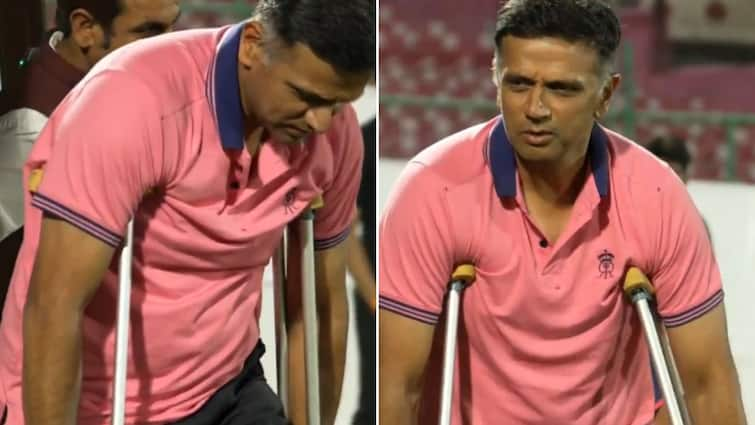 Injured But Unstoppable: Rahul Dravid Joins RR IPL 2025 Pre-Season Camp On Crutches — WATCH