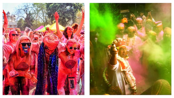 This year, Holi is being celebrated on March 14. On this occasion, let's take a glimpse of celebration around the country.