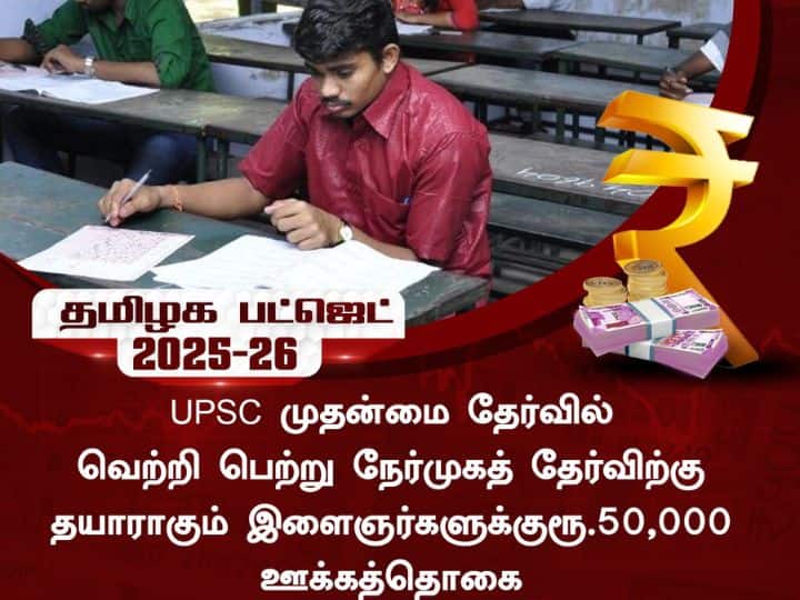 IAS தேர்வர்வில், நேர்முகத்தேர்வுக்கு தகுதி பெற்றவர்களுக்கு ரூ. 50,000 ஊக்கத்தொகை