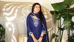 Juhi Parmar Embraces Festive Elegance in a Blue Anarkali Suit for Holi