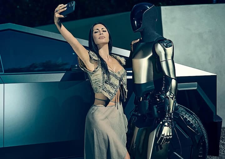 The counter reaction to Kardashian's photo shoot fell with the former US President Donald Trump, who was shopped for a Tesla at the entrance of the White House to show support for Muschus.