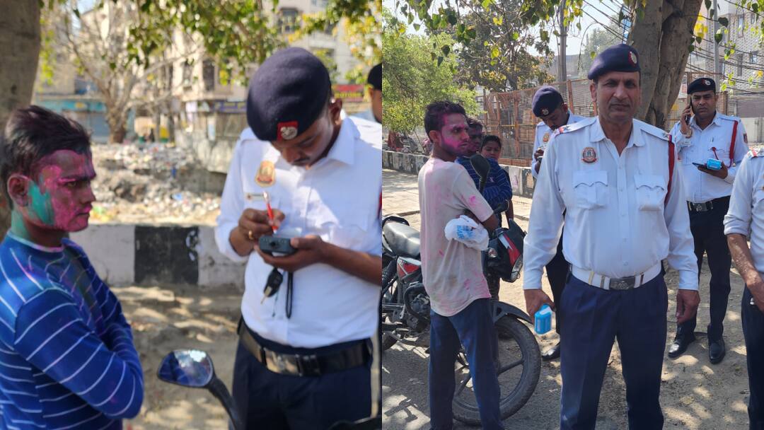 होली पर हुड़दंग पर नकेल, दिल्ली पुलिस ने काटे ताबड़तोड़ चालान, 2376 लोग बिना हेलमेट पकड़े गए Delhi Police Control over hooliganism on Holi Accidents reduced due to strict monitoring ann होली पर हुड़दंग पर नकेल, दिल्ली पुलिस ने काटे ताबड़तोड़ चालान, 2376 लोग बिना हेलमेट पकड़े गए