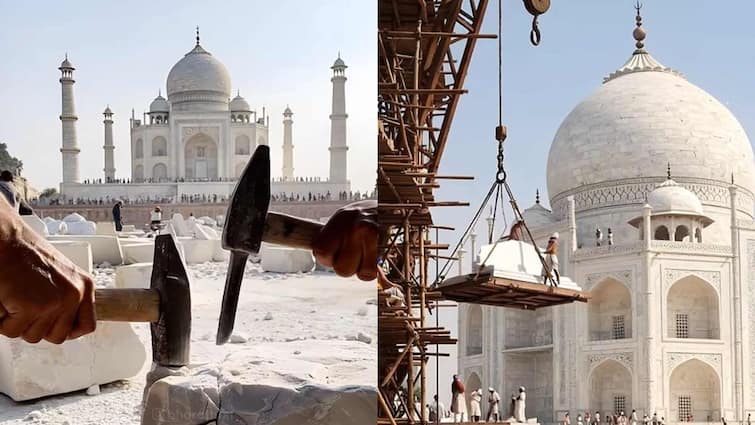 how tajmahal was built this ai generated video will show you the effort involved into making this wonder कैसे बना था Taj Mahal, कितनी लगी थी मेहनत? AI ने दिखाया अनोखा नजारा, हैरान कर देगा Video