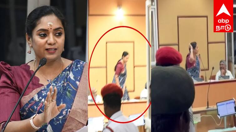 NR.Congress MLA Chandrapriyanka climbs on seat Uproar in Puducherry Assembly tnn 'என்ன பேச கூட  விடமாட்றீங்க... இருக்கையின் மீது ஏறி சத்தமாக பேசிய எம்.எல்.ஏ... சட்டசபையில் பரபரப்பு