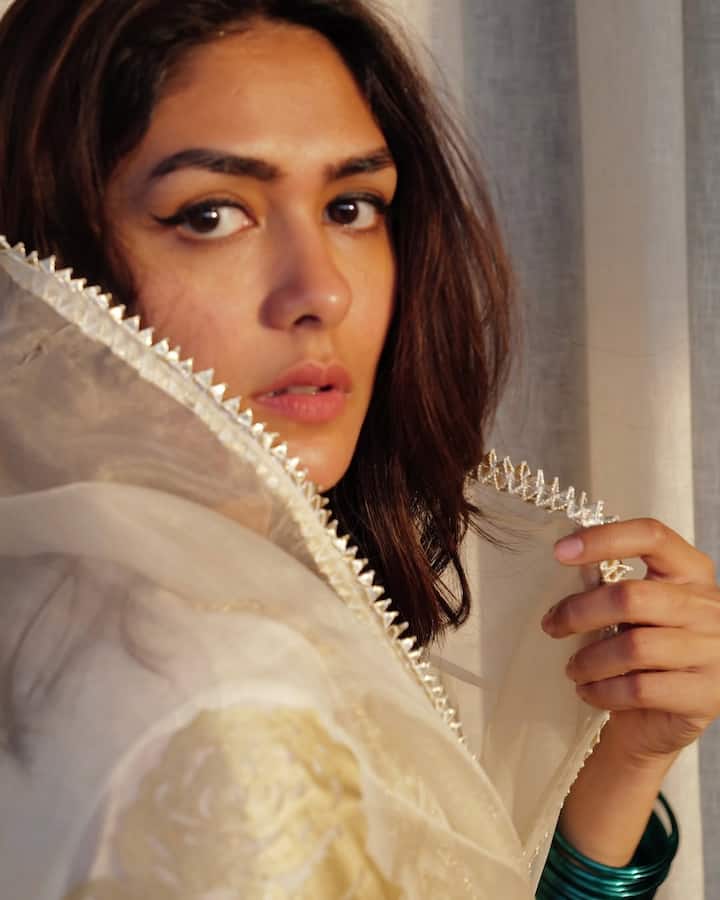 “Dacoit” follows the intense tale of a vengeful convict determined to settle scores with his ex-girlfriend who betrayed him. As his meticulously crafted plan unfolds, the story takes audiences on an emotional rollercoaster of love, betrayal, and vengeance. (All Image: Mrunal Thakur/Instagram.)