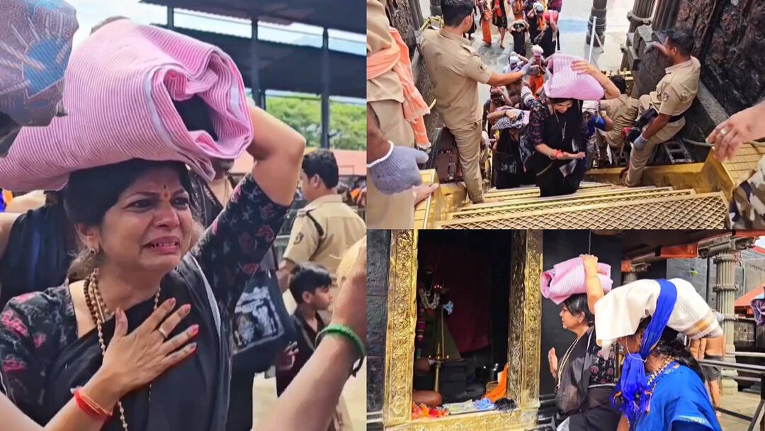 Pattali makkal katchi leader anbumani Ramadoss wife Soumiya visit sabarimalai Ayyappan temple video goes viral tnn 50 ஆண்டுகால கனவு.. கண் கலங்கிய சௌமியா அன்புமணி.. இப்படி ஒரு பக்தியா ?