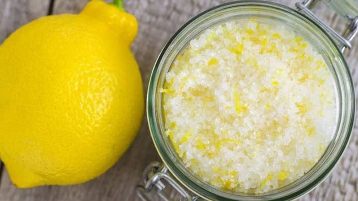 6. Lemon And Salt Scrub: Lemon has citric acid that breaks down the stain while salt acts as mild abrasive that helps reduce discolouration. It will brighten your teeth naturally without damaging the enamel. (Image Source: Pinterest/paleoplan)