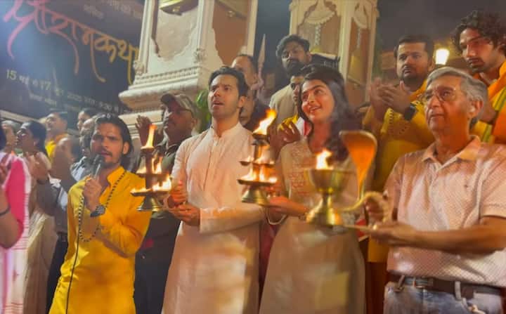 The actors also performed Ganga aarti together. (All Images: Instagram/@varundvn)