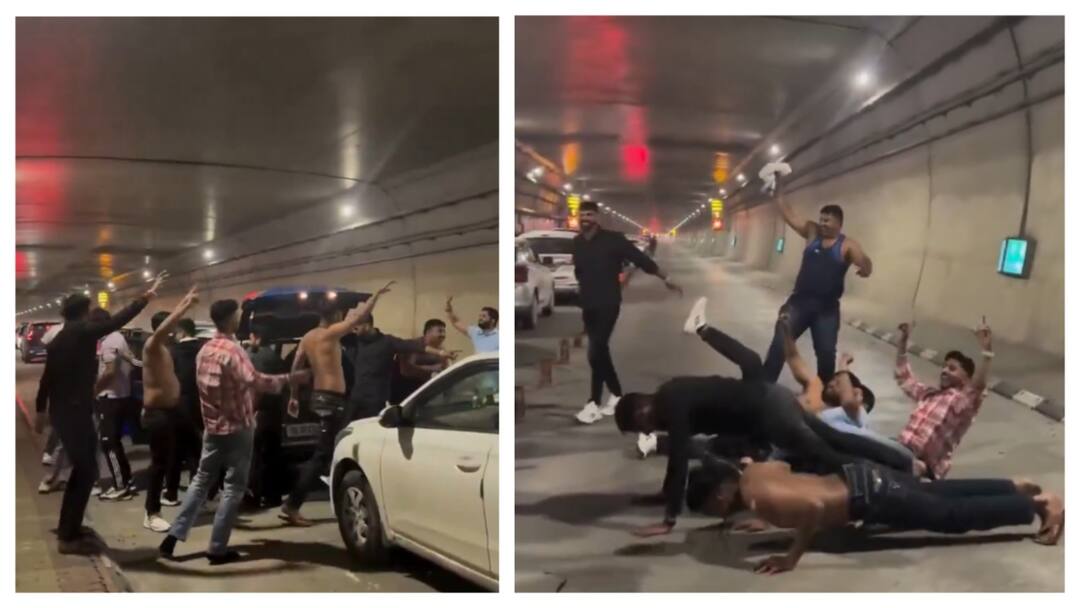 Tourists Play Loud Songs, Perform Shirt-Less Push-Ups At Atal Tunnel: Video Tourists Play Loud Songs, Perform Shirt-Less Push-Ups At Atal Tunnel: Video