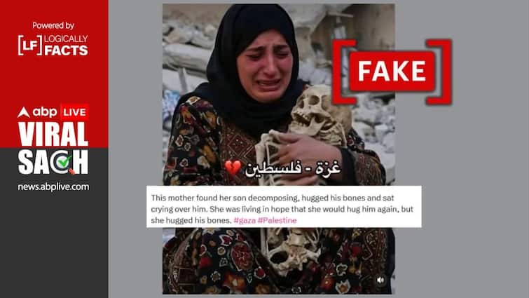 Fact Check: This Viral Image Of ‘Gazan Woman Holding Child’s Remains’ Is Fake
