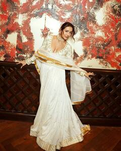 Malaika Arora Stuns In Ethnic Avatar With White And Gold Lehenga, PICS