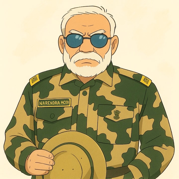 Another AI image showed a Ghibli-style version of Mr Modi's photo with the Tricolour, in an Indian Army uniform.