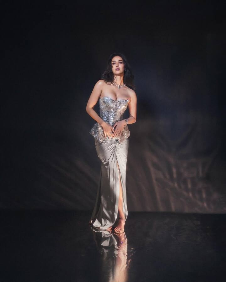 Disha Patni recently attended an award event in Mumbai. During that time, the actress was seen wearing a high slit skirt with the Silanwar of Shoulder Top.