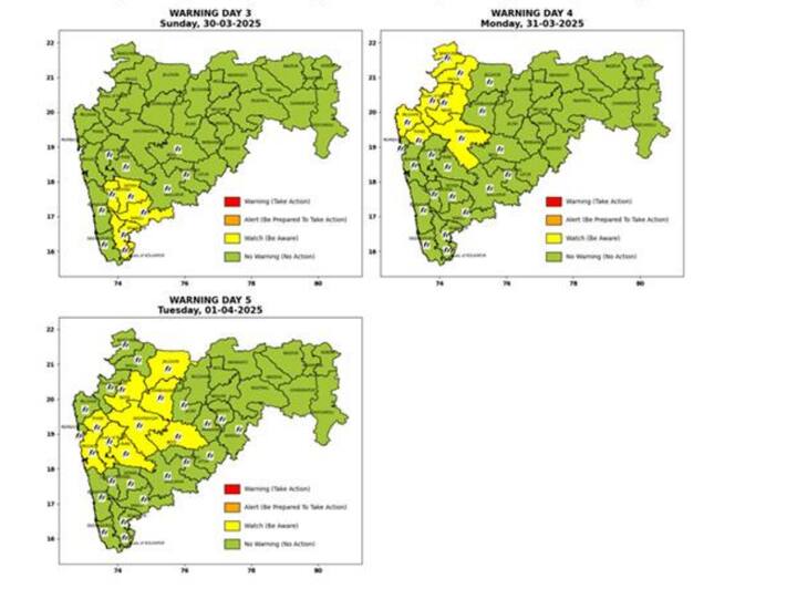 विदर्भ वगळता आता येत्या तीन ते चार दिवसात उत्तर व मध्य महाराष्ट्रासह मराठवाड्यात अवकाळी पावसाचे इशारे देण्यात आले आहेत.