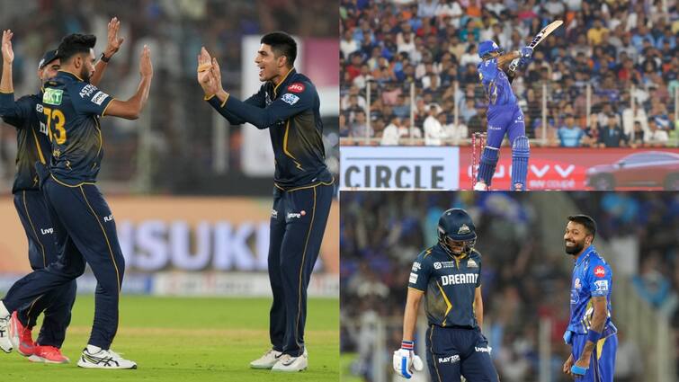 gt vs mi full match highlights gujarat titans beats mumbai indians by 36 runs hardik pandya rohit sharma shubman gill ipl 2025 रोहित ने फिर दिया धोखा, कप्तान हार्दिक भी फ्लॉप, MI पर कहर बनकर टूटा गुजरात का पेस अटैक; लगातार दूसरी हार