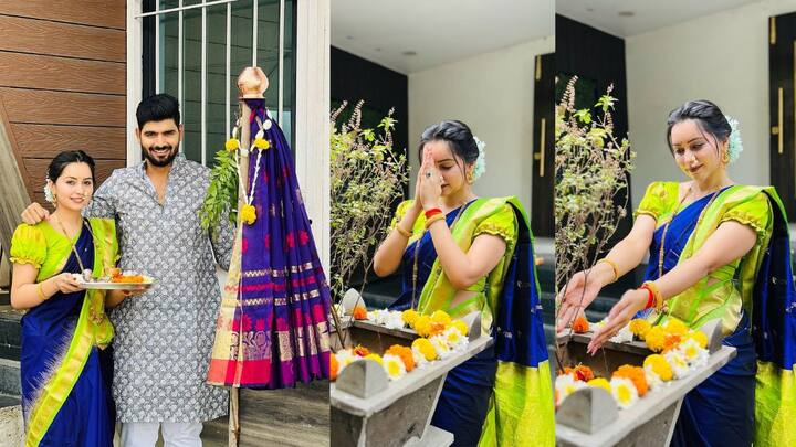 या फोटोंना निर्मला नवलेंनी कॅप्शन दिलंय की, “सर्वांना गुड़ी पाडव्याच्या हार्दिक शुभेच्छा!