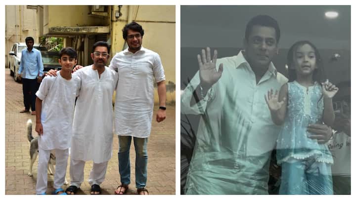 Bollywood superstars Salman Khan and Aamir Khan were spotted with their loved ones celebrating Eid on Monday.