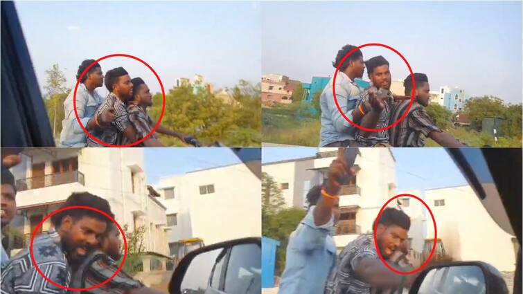 Villupuram news Drunk youths break car windows on Chennai-Trichy National Highway tnn தேசிய நெடுஞ்சாலையில் கொடூரம்... போதையில் 3  இளைஞர்கள் செய்த செயலால் அதிர்ச்சி