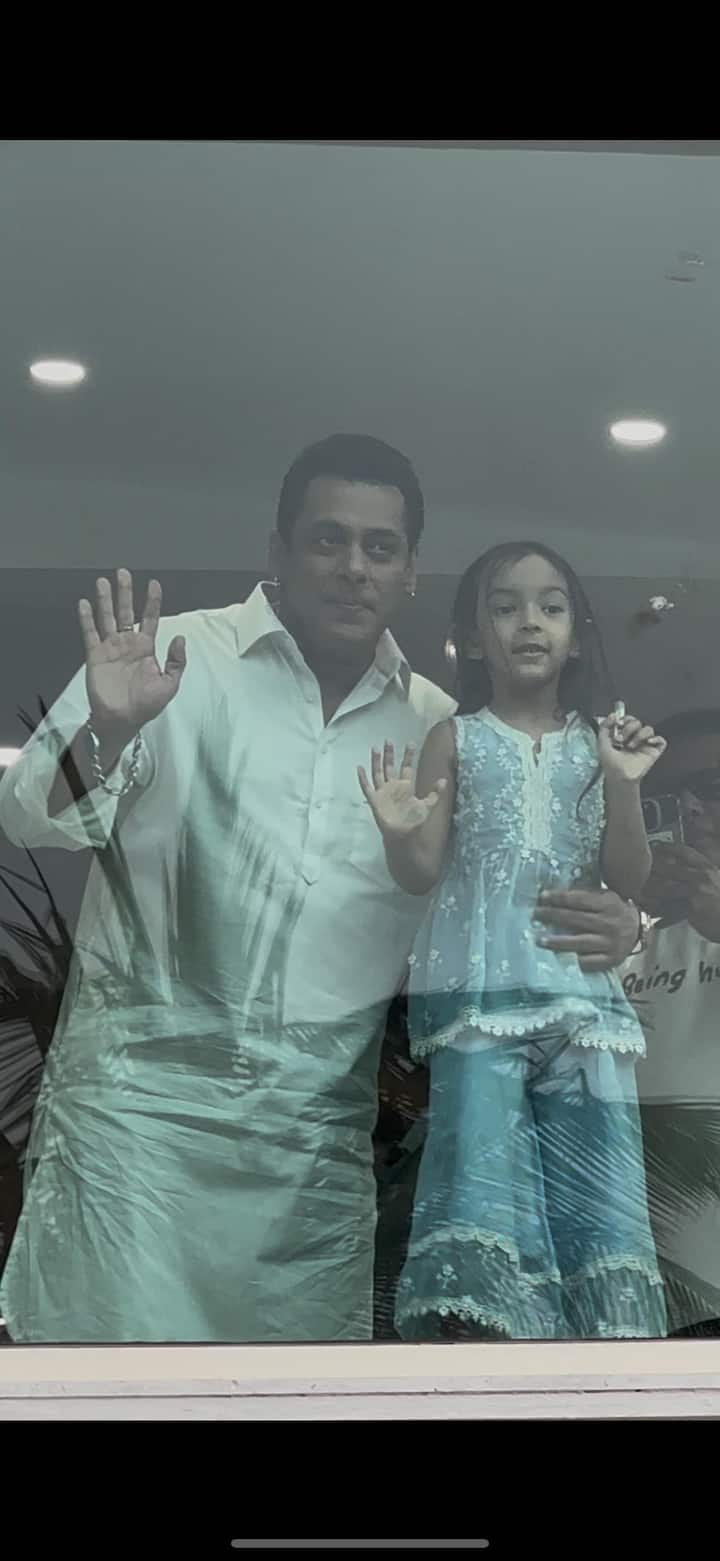 Eid 2025: Aamir Khan Poses With Junaid And Aazad, Salman Khan Greets Fans With Neice Ayat On Her Side. See Pics Salmans niece Ayaat was also seen with the actor as he greeted his fans.