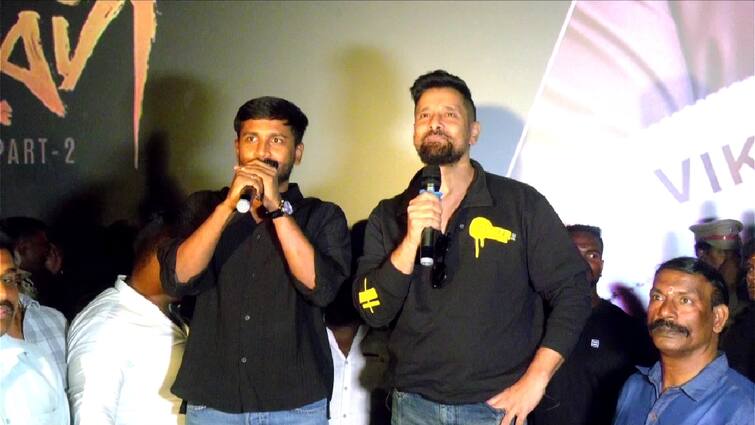 Veera Theera Sooran team and vikram fans meet in salem tnn ‘கொஞ்ச நாள் நொந்து நூடுல்ஸ் ஆகிவிட்டேன்’ -  ரசிகர்களிடம் வேதனையை பகிர்ந்த விக்ரம்