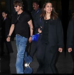 शाहरुख खान का एयरपोर्ट पर दिखा डैपर लुक, कैजुअल लुक में पैपराजी के लिए पोज