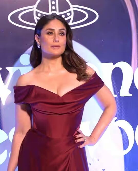 આ કાર્યક્રમમાં બોલિવૂડ એક્ટ્રેસ કરીના કપૂર પણ ખૂબ જ સુંદર લાગી રહી હતી. અભિનેત્રીએ ઓફ-શોલ્ડર મરૂન ગાઉન પહેર્યું હતું.