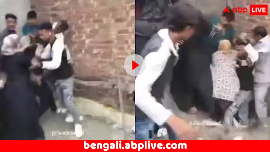 Viral Video Neighbours Fighting with Each Other Rooftop Collapses Rooftop Brawl Viral Video: প্রতিবেশির সঙ্গে তুমুল ঝগড়া, হাতাহাতি ! হুড়মুড়িয়ে ভেঙে পড়ল ছাদ– ভিডিয়ো দেখে বুক কাঁপবে