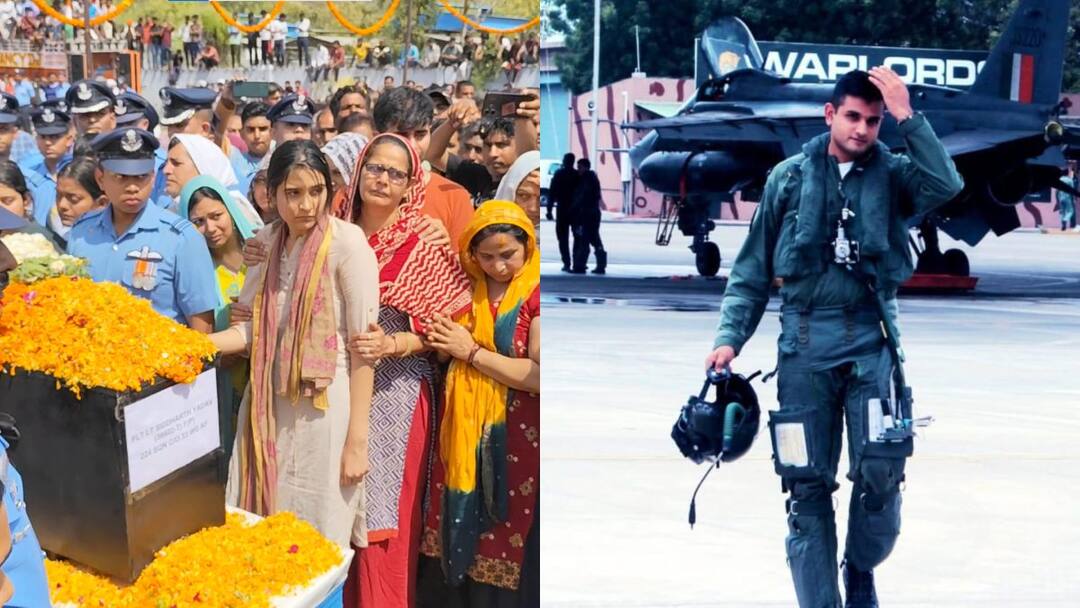 IAF Jaguar fighter jet crashe Martyr Siddharth yadav engaged 10 days ago last rites today haryana rewari  शहीद सिद्धार्थ यादव की अंतिम विदाई, रोते हुए मंगेतर बोलीं- 'बेबी, तू आया नहीं, तूने कहा था...'