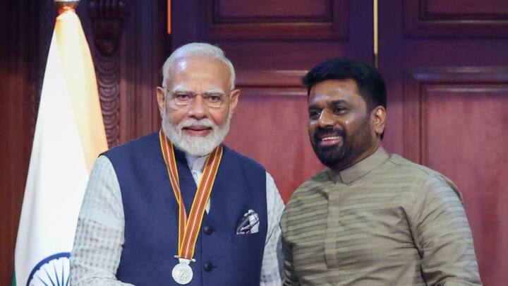 During the visit, PM Modi was conferred with the 'Sri Lanka Mitra Vibhushana' award by President Dissanayake.  (X@narendramodi)his visit to Sri Lanka, PM Modi was conferred with the 'Sri Lanka Mitra Vibhushana' award by President Dissanayake.  (X@narendramodi)