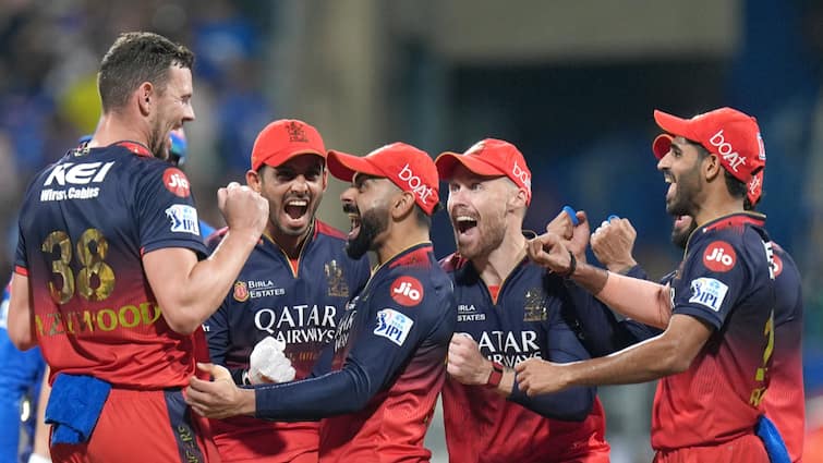 rcb creates history after defeated mi at wankhede csk at chepauk and kkr at eden gardens RCB એ રચ્યો ઇતિહાસ, એક જ સીઝનમાં CSK, KKR અને MIને ઘરઆંગણે હરાવનારી બીજી ટીમ બની